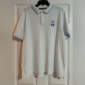 Psycho Bunny Men's White Lenox Logo Pique Short Sleeve Polo Shirt Size XXL (8)